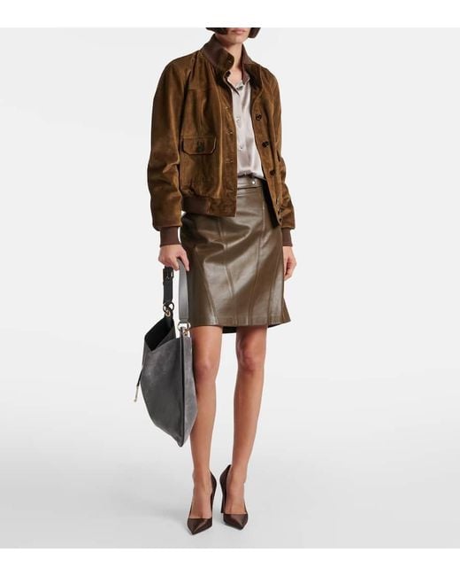 Tom Ford Gray Tara Large Suede Crossbody Bag