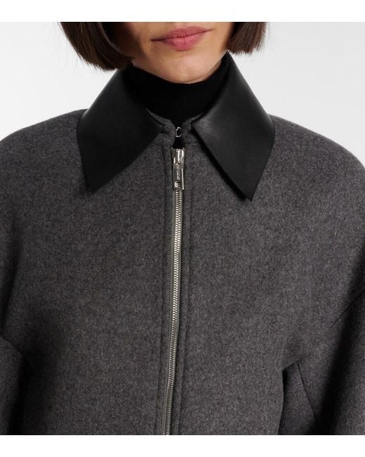 Sportmax Gray Vacuo Cropped Virgin Wool Jacket