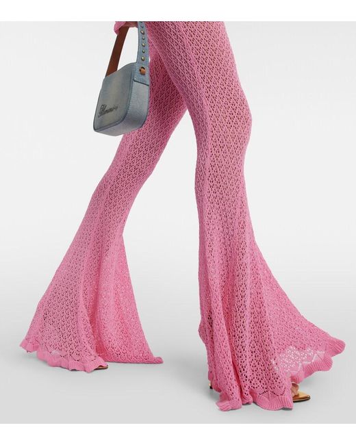Blumarine Pink Crochet Flared Pants