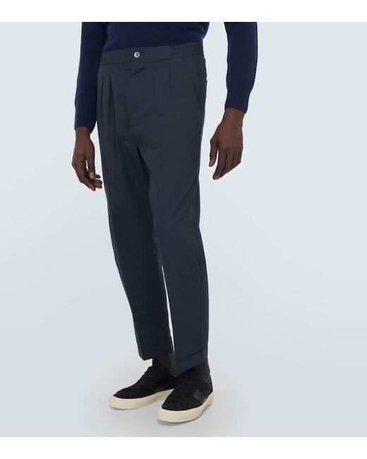 Pantaloni regular in cotone e seta di Tom Ford in Blue da Uomo