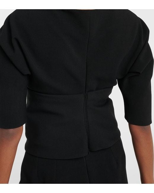 Ferragamo Black Wool-Blend Gabardine Top
