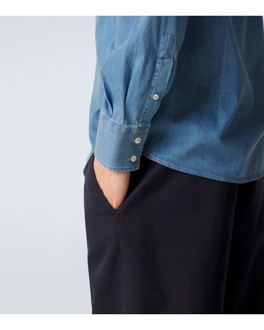 Brunello Cucinelli Blue Denim Shirt for men