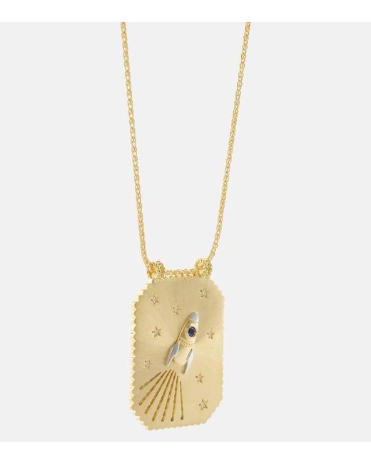 Collar Love You to the Moon de oro de 18 ct con zafiro y diamantes Marie Lichtenberg de color Metallic