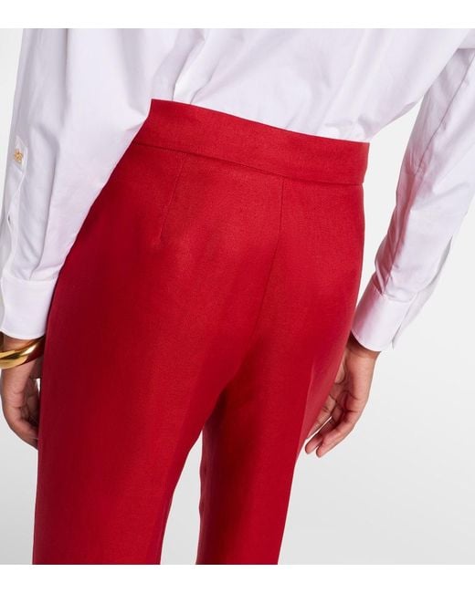 Max Mara Red Badesse Linen Wide-Leg Pants