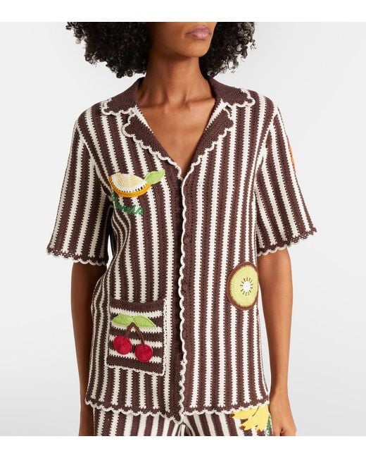 ALÉMAIS Multicolor Sundae Crochet Cotton Bowling Shirt