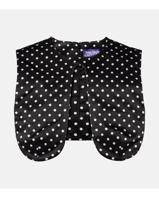 Jean Paul Gaultier Black Polka-Dot Silk Crop Top
