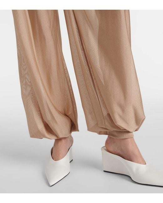 Alaïa Natural Knitted Wide-Leg Pants