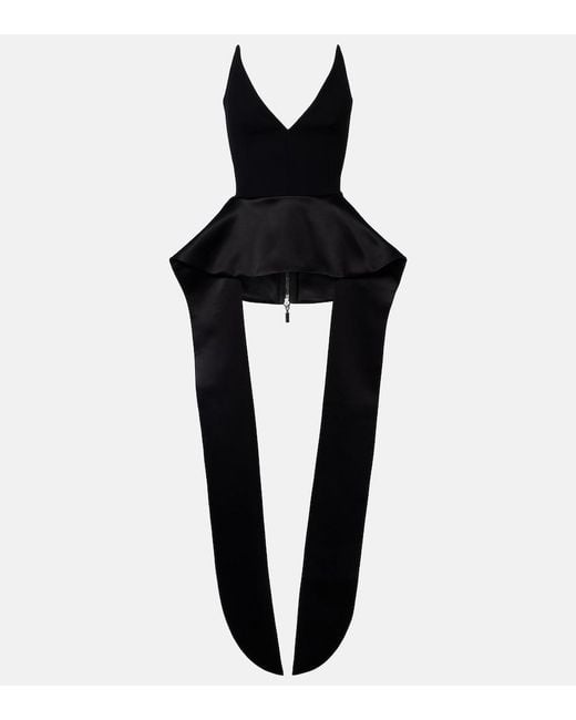 Maticevski Black Frame Peplum Satin Top