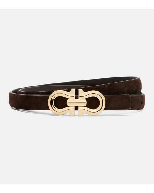 Ferragamo Brown Guertel Aus Veloursleder