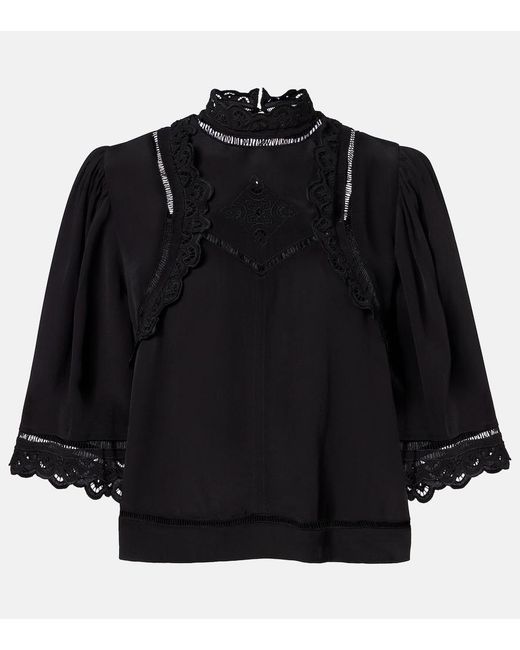 Isabel Marant Black Frany Broderie Anglaise Crepe Top
