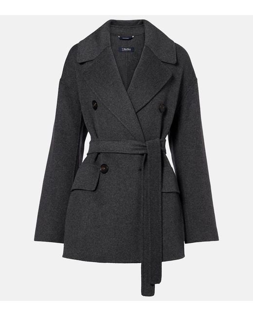 Max Mara Black Ornella Belted Virgin Wool Coat