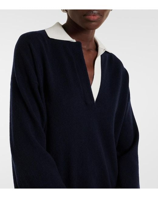 Vince Blue Wool And Cashmere-Blend Polo Sweater