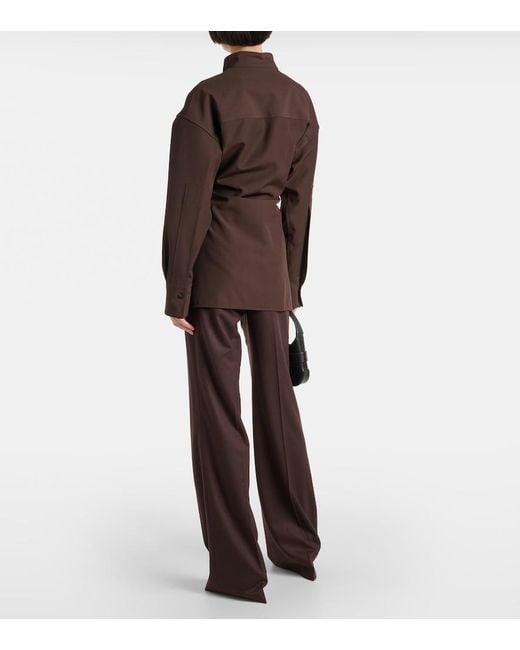 Ferragamo Brown Wrap Wool Shirt