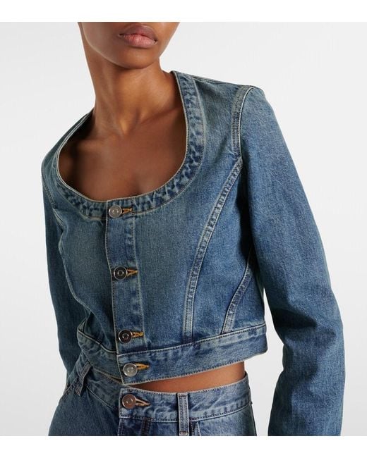 Alaïa Blue Cropped Denim Jacket