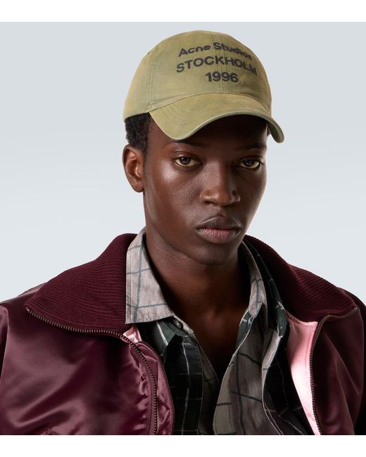 Acne Studios Logo Cotton Twill Baseball Cap in Green for Men 