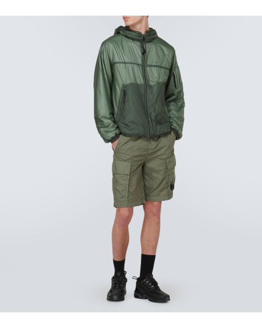C P Company Green Taffeta Cargo Shorts for men