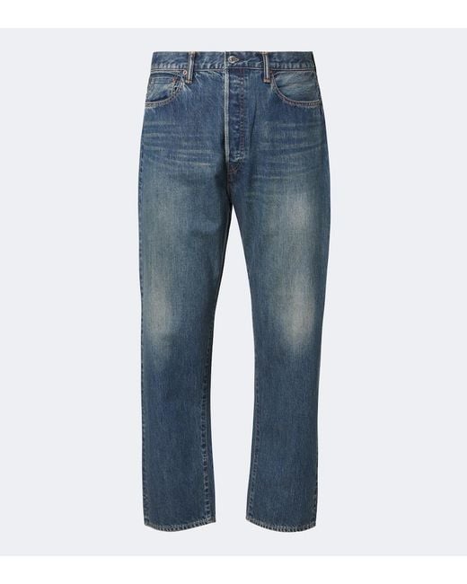 A.PRESSE Blue Faded Wide-Leg Jeans for men