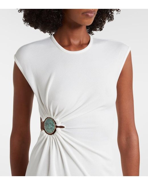 Christopher Esber White Verzierte Robe Mineral Stone Aus Jersey