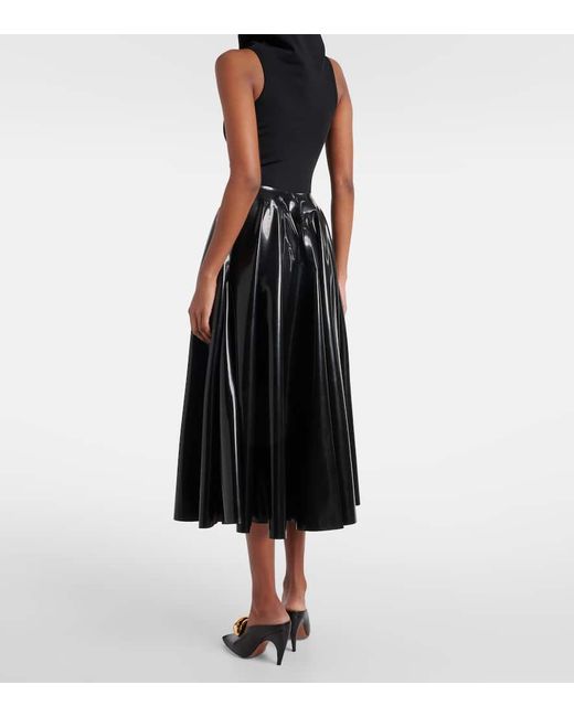 Alaïa Black Latex Midi Skirt