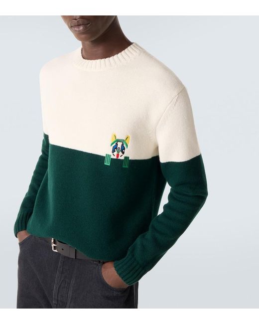 Loewe Green X Louis Wain Embroidered Wool Sweater for men