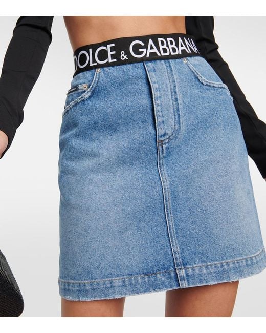 Dolce & Gabbana Blue High-waisted Denim Mini Skirt