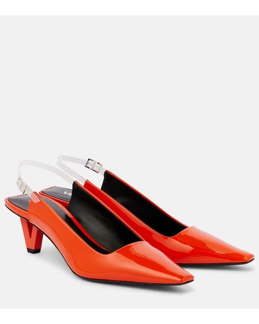 Versace Red Leather Slingback Pumps