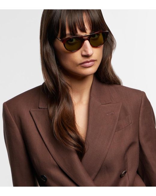 Brunello Cucinelli Brown Sartorial Sunset Round Sunglasses