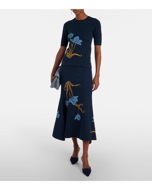 Erdem Blue Floral Jacquard Sweater