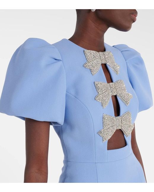 Vestido Corto Juliana De Crepe Con Lazo Rebecca Vallance de color Blue