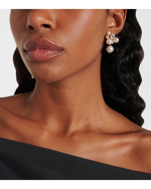 Jennifer Behr White Bristol Crystal-Embellished Faux Pearls-Plated Stud Earrings