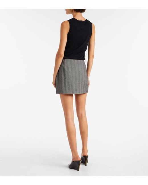 Ferragamo Gray Striped Wool-Blend Miniskirt