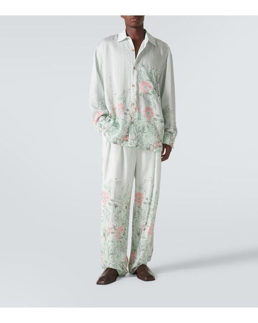 King & Tuckfield White Grant Floral Wide-Leg Pants for men