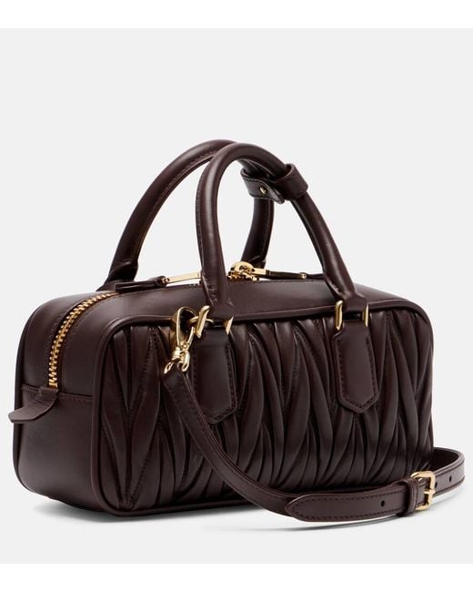 Miu Miu Brown Tote Arcadie Aus Matelasse-Leder