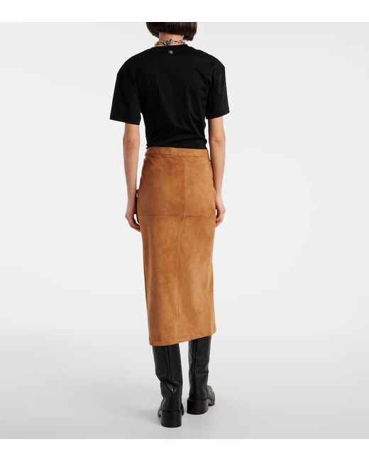Rabanne Brown Midirock Aus Veloursleder