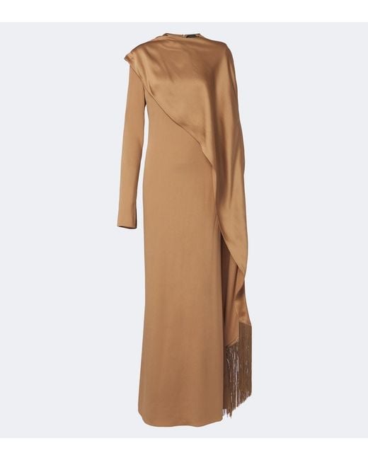 Taller Marmo Natural Mounia Caped Crepe Cady Gown