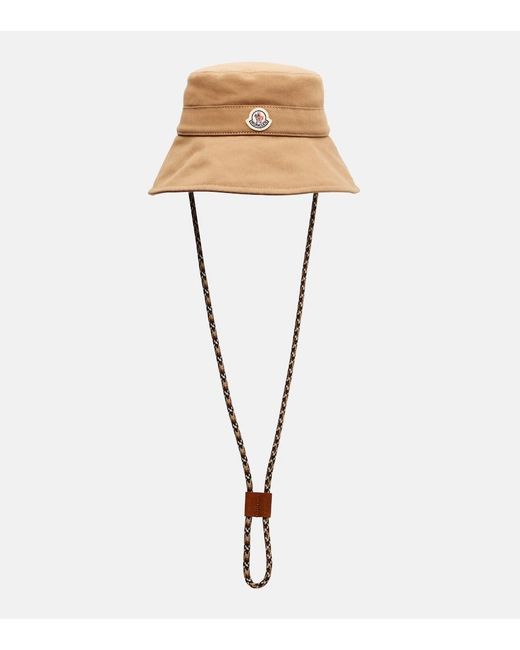 Moncler Natural Logo Cotton Canvas Bucket Hat