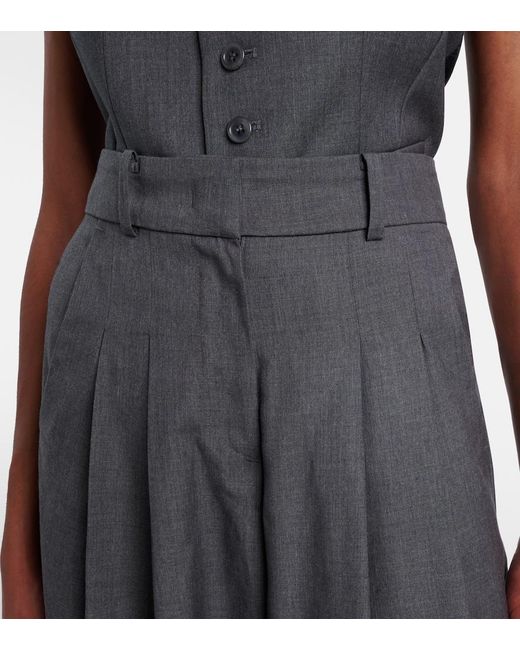 Frankie Shop Gray Gelso High-rise Wide-leg Pants