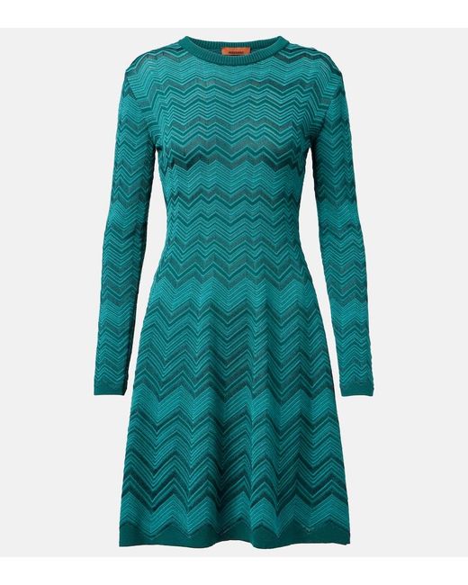 Missoni Blue Zigzag Knitted Minidress