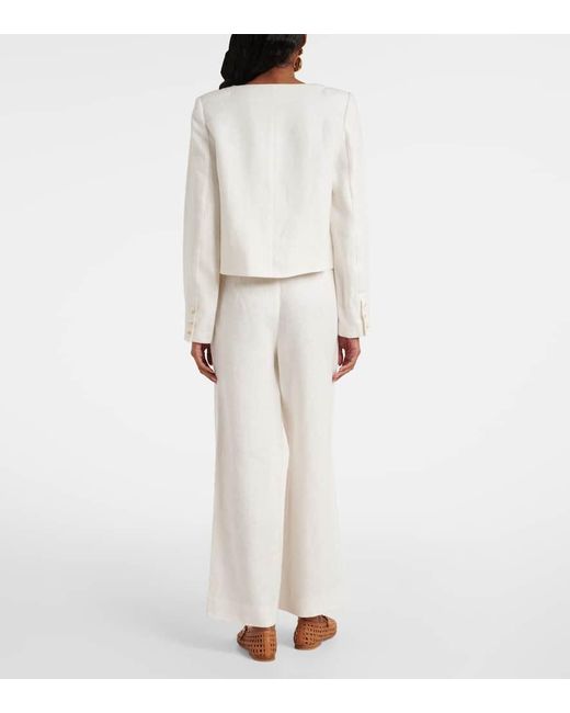 Posse White Emma Cropped Linen Jacket