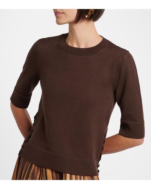 Oscar de la Renta Brown Virgin Wool Sweater