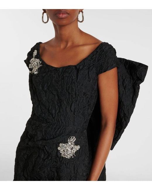 Robe Longue Brodee En Jacquard Erdem en coloris Black