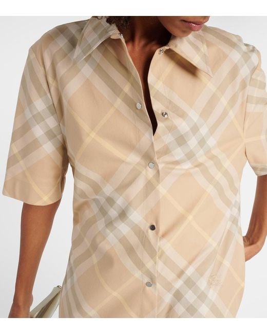 Burberry Natural Embroidered Cotton Shirt Dress