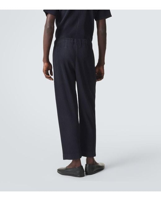 Homme Plissé Issey Miyake Blue Basics Pleated Straight Pants for men