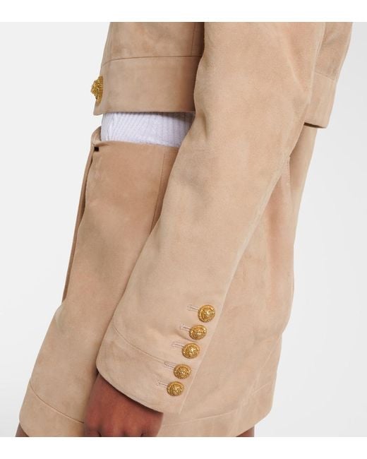 Balmain Natural Suede Cropped Jacket