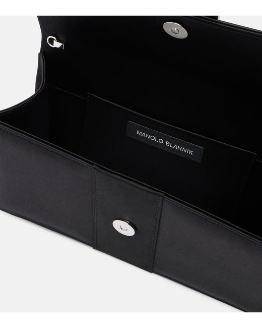 Manolo Blahnik Black Maycapjou Satin Clutch