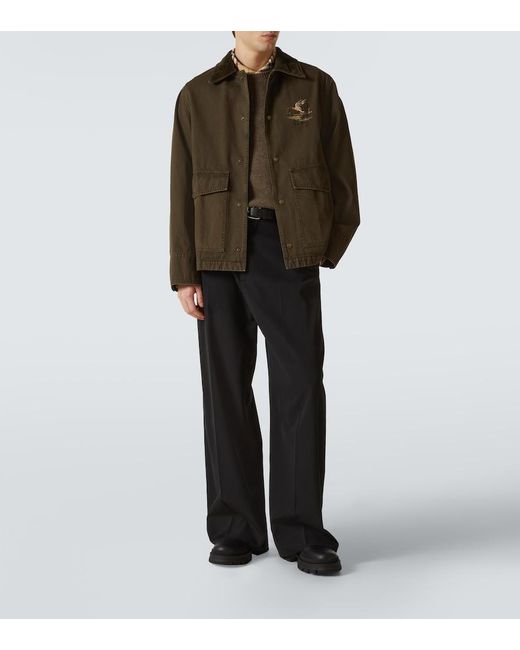 Burberry Green Corduroy-Trimmed Cotton Twill Field Jacket for men