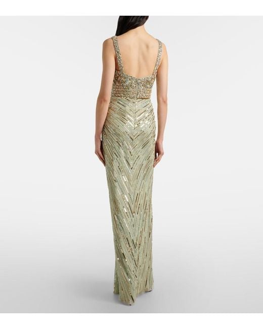 Jenny Packham Green Elixir Embellished Bustier Gown