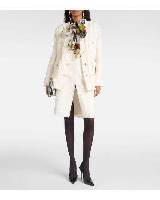 Jupe en tweed de laine melangee Dolce & Gabbana en coloris Natural