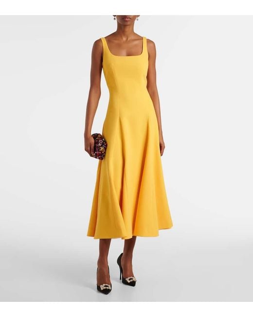 Emilia Wickstead Yellow Neith Crepe Midi Dress