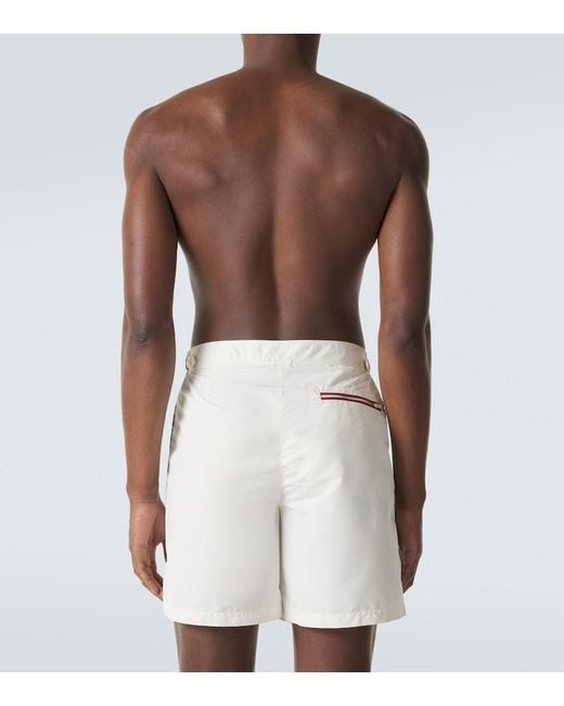 Brunello Cucinelli White Logo Swim Trunks for men